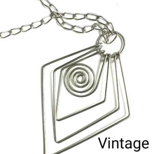 Vintage Silver Wire Abstract Pendant Necklac